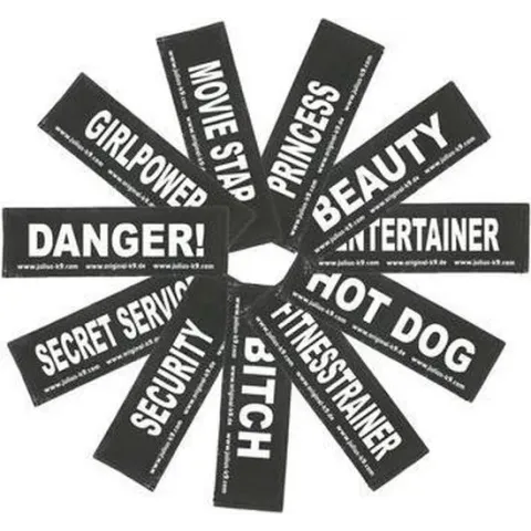 Julius k9 labels voor power-harnas / tuig diva
