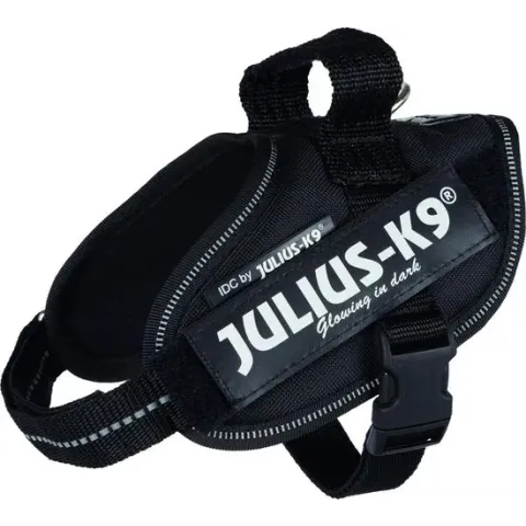 Julius K9 Power - Harnas/Tuig Voor Labels - Zwart - Mini-Mini - 40-53 cm