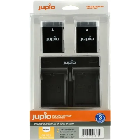Jupio Kit: 2x Battery EN-EL14/EN-EL14A 1100mAh + USB D.Ch.
