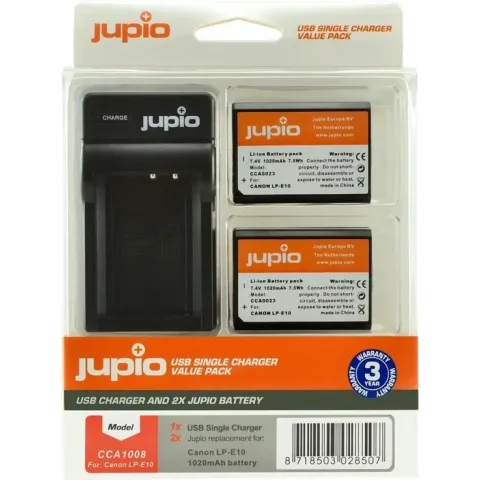 Jupio Kit: 2x Battery LP-E10 + USB Single Charger