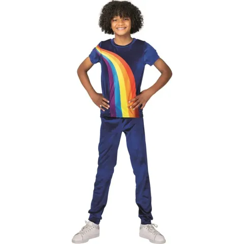 K3 Verkleedkleding - Verkleedpak Regenboog Blauw 6/8 jaar - Maat 134