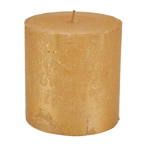 Kaars rustiek - goud - 10x10 cm