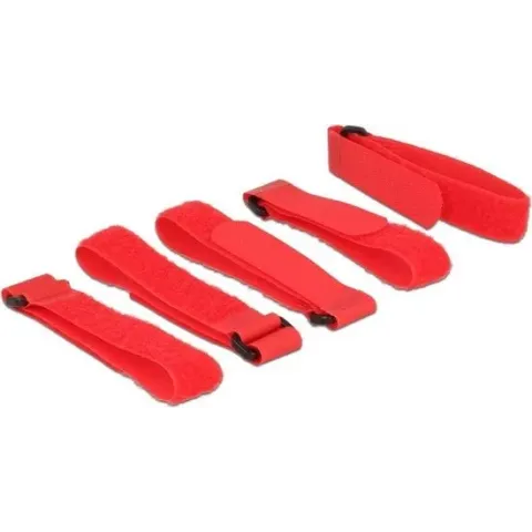 Kabelbinder Delock klittenband 300mm 5Stk m. Schl. rood