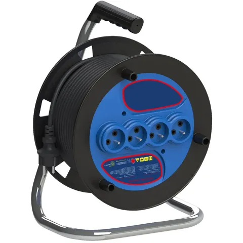 Kabelhaspel - Dambill - 3680w - 4 Stopcontacten - 35 Meter - Zwart Belgi??