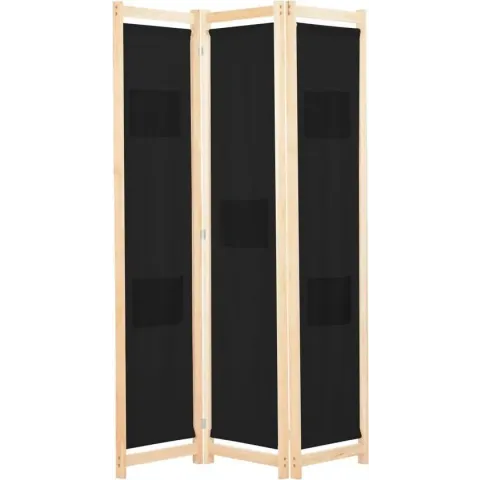 Kamerverdeler met 3 panelen 120x170x4 cm stof zwart