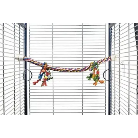 Katoenen papegaaien Zitstok - Met gekleurde speeltjes.