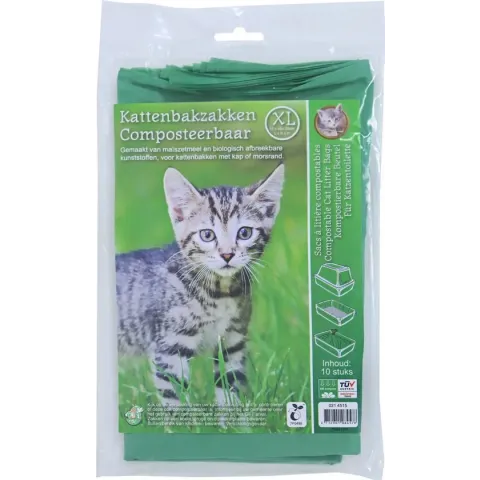 Kattenbakzak composteerbaar groen XL pak 10 stuks 51 x 20 x 46 cm