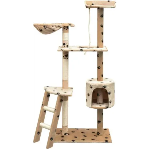 Kattenkrabpaal met sisal krabpalen 150 cm pootafdrukken beige