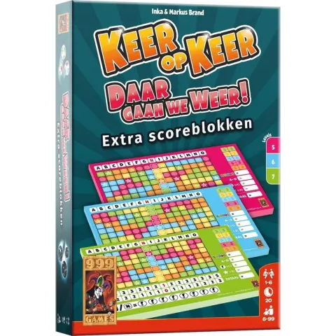 Keer op Keer Scoreblok 3 stuks Level 5, 6 en 7 Dobbelspel