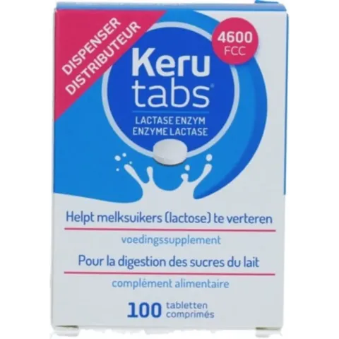 Kerutabs Lactase Enzym 4600 FCC 100 tabletten