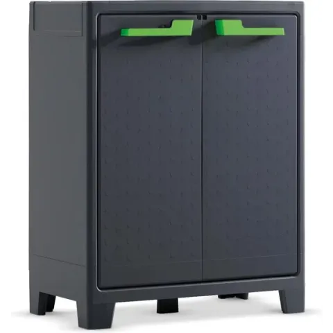 Keter Moby Lage Kast - 2 planken - 80x44x100cm - Grijs/Zwart
