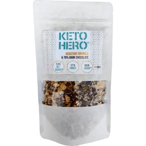 KETO-HERO® Kickstart Granola + 20% Belgian Dark Chocolate Drops 12 x 250 g