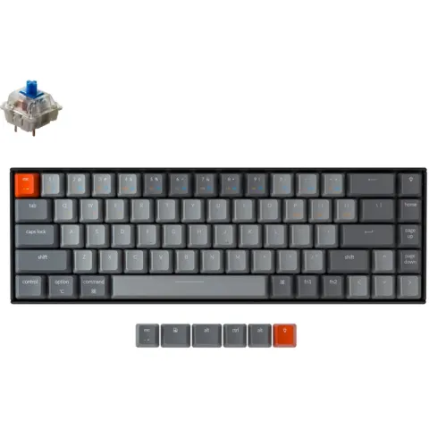 Keychron K6-O2 65%, US lay-out, Gateron Blue, White led, ABS, Bluetooth 5.1