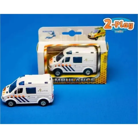 Kids Globe Politieauto met pull-back - Speelgoedvoertuig: 8 cm