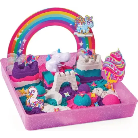Kinetic Sand - Shimmer Eenhoorn Koninkrijk-speelset met 907 g glanzend speelzand 8 stuks gereedschap - Sensorisch speelgoed