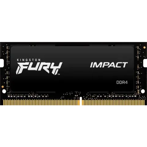 Kingston Technology FURY Impact, 32 GB, 1 x 32 GB, DDR4, 3200 MHz, 260-pin SO-DIMM, Zwart