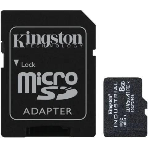 Kingston Industrial microSDHC 8GB Incl. SD adapter, Klasse 10, UHS-I, U3, V30, A1