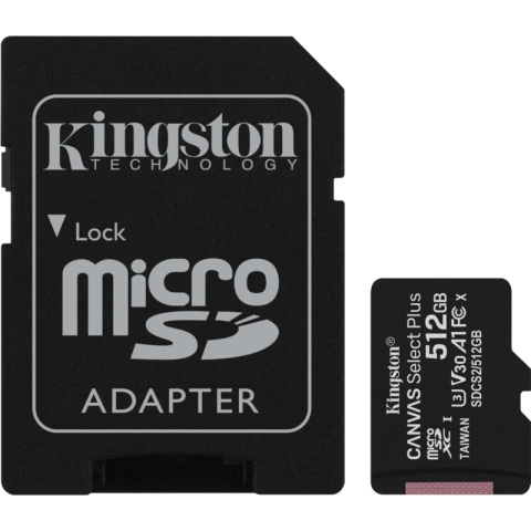 Kingston microSDXC Canvas Select Plus 512GB 100 MB/s + SD adapter
