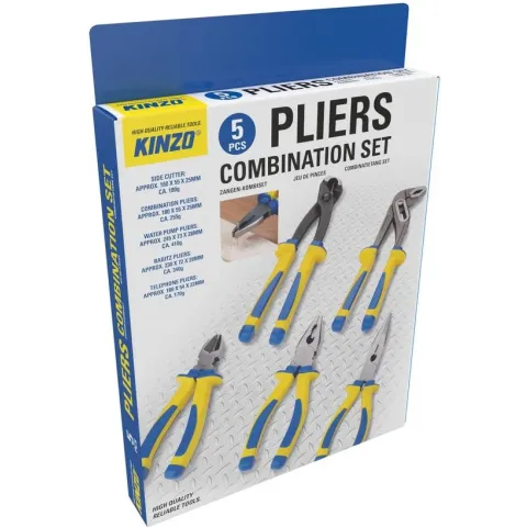 Kinzo Tangenset 5-delig set Kniptang, punttang, knijptang, waterpomptang, combi-tang