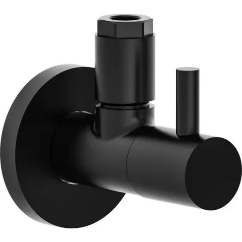 KIRCHHOFF Hoekstopkraan Rond van Messing met Rozet - 1/2"x 3/8" of 10 mm - Mat Zwart