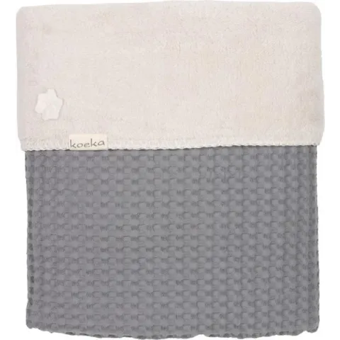 Koeka Ledikantdeken wafel teddy Oslo - steel grey/pebble 100x150cm