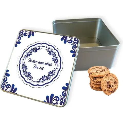 Koektrommel Die-eet Vierkant - Bewaarblik 20x20x10 cm