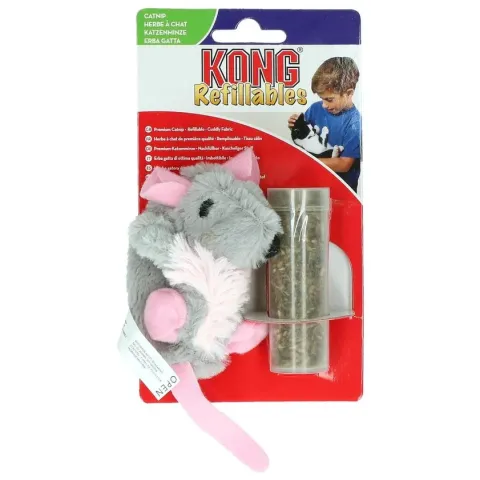 Kong Catnip Rat - Kattenspeelgoed - Grijs - 3,2 x 5,1 x 4,2 cm