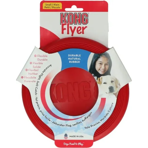 Kong Flyer S - Kauwspeelgoed - 254 mm x 176 mm x 18 mm - Rood