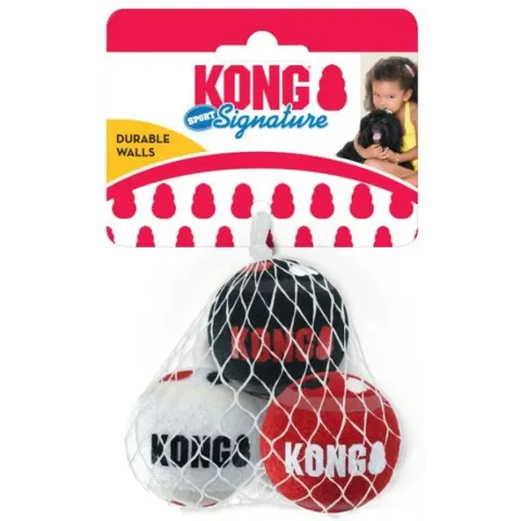 KONG Signature Speelballen S - steviger dan tennisballen - niet schurend materiaal - speelbal voor honden - 3 stuks