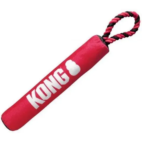 Kong signature stick met touw rood / zwart 30x5x5 cm