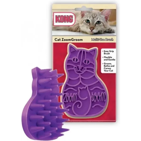 Kong Zoom Groom Kat Paars - Dierenborstel - Paars