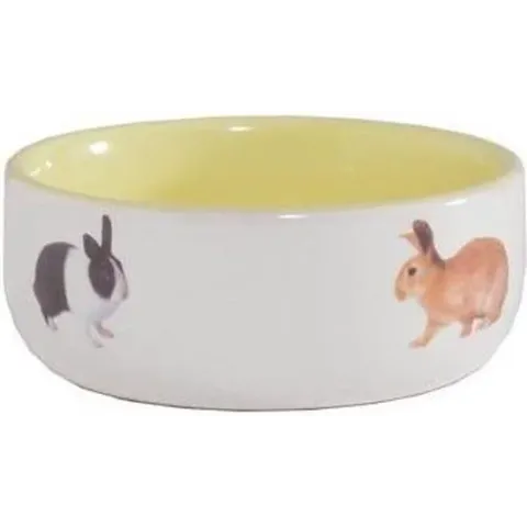 Konijnenvoerbak Ceramic Geel