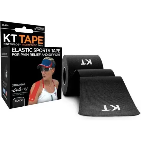 KT Tape Original  - Voorgesneden Strips - Zwart - 5cm x 5m