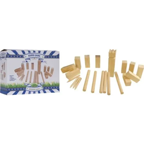 Kubb spel groot hout 21 delig