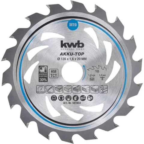 KWB Dun zagend Cirkelzaagblad, met hardmetaal versterkt 135x20mm