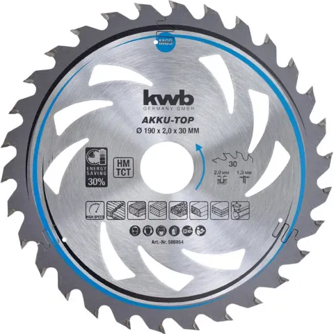 KWB Dun zagend Cirkelzaagblad, met hardmetaal versterkt 190mm