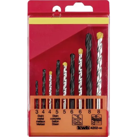KWB steen en metaal borenset HSS 3 - 8 mm 9-delig
