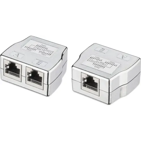 kwmobile 2x netwerkkabel splitter  - Adapter met 2 poorten - 1x RJ45 naar 2x RJ45 (Cat5/Cat6) - Verdubbelaar LAN-aansluiting - RJ45 koppelstuk