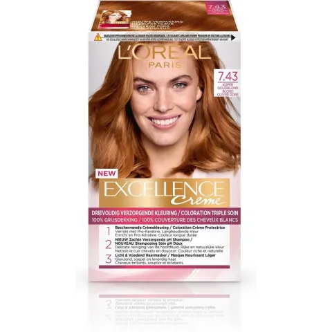 L’Oréal Paris Excellence Crème 7.43 - Koper Goudblond - Haarverf
