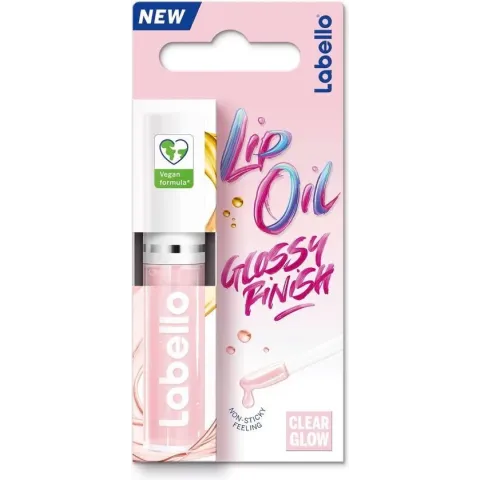 Labello Caring Lip Oil - Glossy finish - vegan lippenolie - met jojoba olie - lipgloss transparant - clear glow