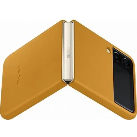 Lederen Hoesje - Samsung Galaxy Z Flip3 5G - Mustard
