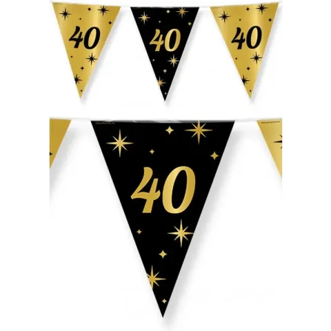 Leeftijd verjaardag feest vlaggetjes 40 jaar geworden zwart/goud 10 meter