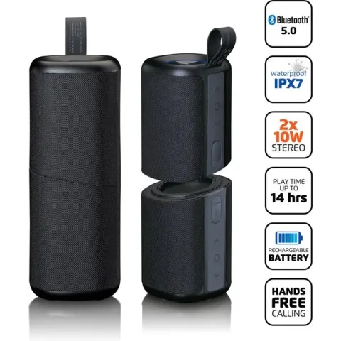Lenco BTP-400BK - 2-in-1 Bluetooth® Speaker - Waterdicht (IPX7) - Zwart