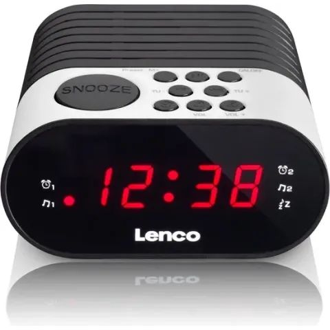 Lenco CR-07 - Wekkerradio met slaaptimer en dubbel alarm - Wit