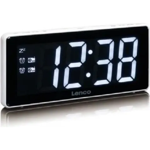Lenco CR-30 - Wekkerradio met groot 3 inch LED scherm - Wit