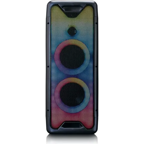 Lenco PA-200 - Bluetooth Party Speaker met LED animatie – TWS-functionaliteit – Microfoon ingang - Zwart