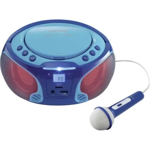 Lenco SCD-650 - Radio CD-speler Incl. karaokemicrofoon en LED - Blauw