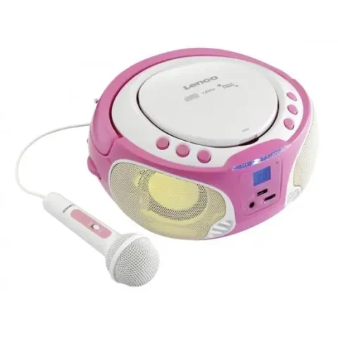 Lenco SCD-650 - Radio CD-speler Incl. karaokemicrofoon en LED - Roze