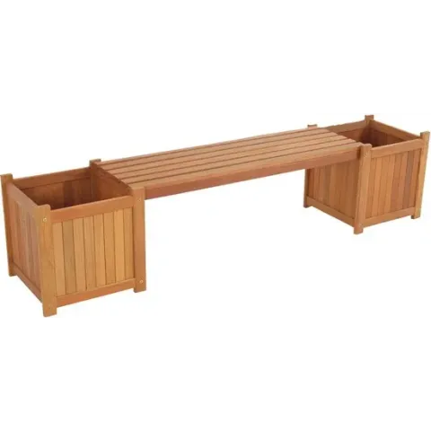 Lesli Living Tuinbank met bloembak 174x40x45 cm teak-look