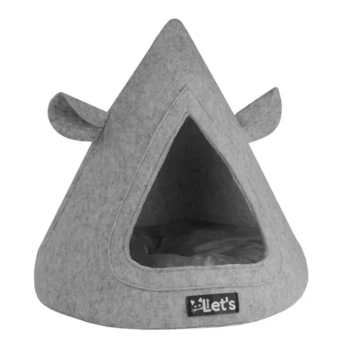 Let's Sleep Pet Cave TeePee - Kattenmand - 50 x 45 cm grijs